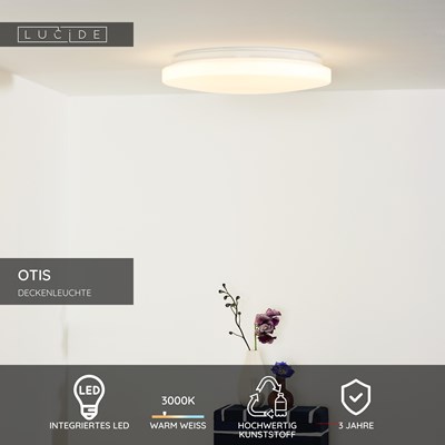 Lucide OTIS - Deckenleuchte - Ø 34 cm - LED - 1x24W 3000K - Opal